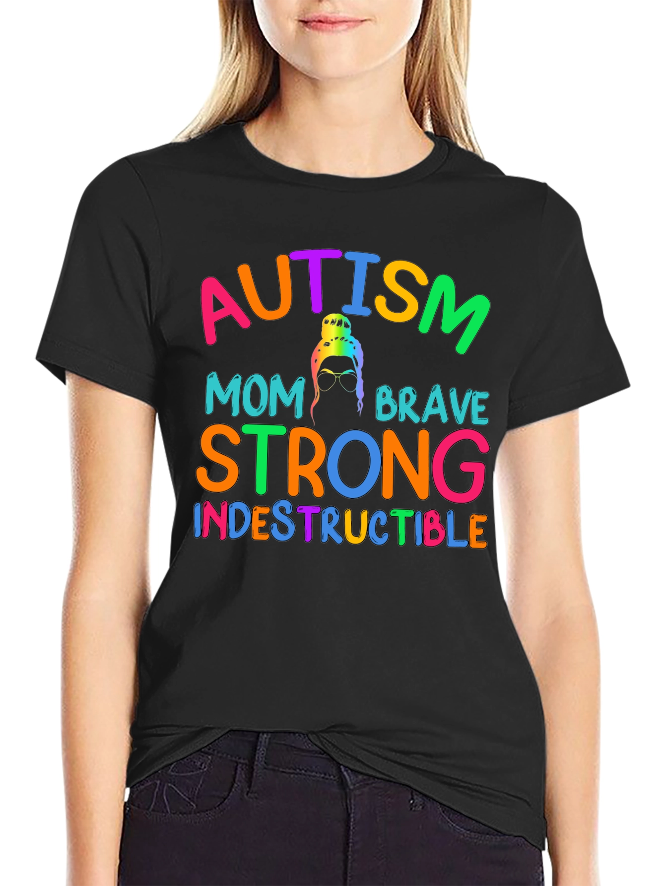 Autism Mom T-Shirt - Brave Strong Indestructible Support