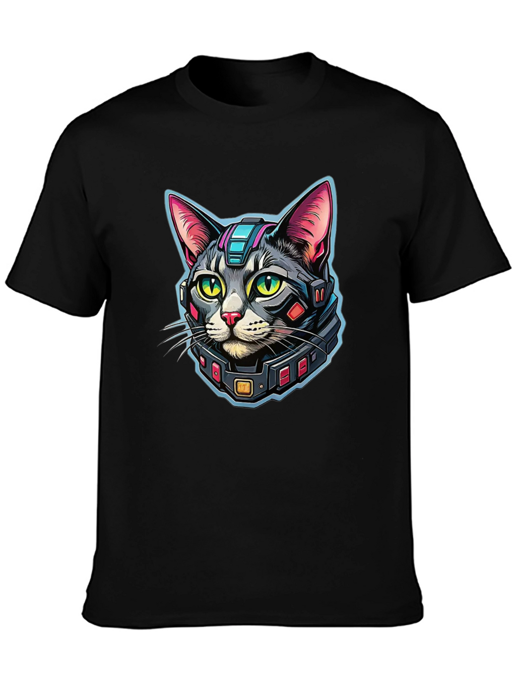 Cyber Cat Graphic T-Shirt - Modern Techwear Style