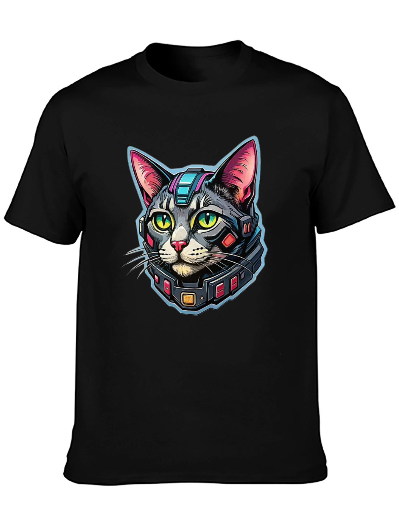 Cyber Cat Graphic T-Shirt - Modern Techwear Style