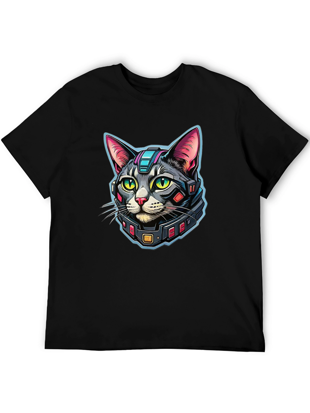 Cyber Cat Graphic T-Shirt - Modern Techwear Style
