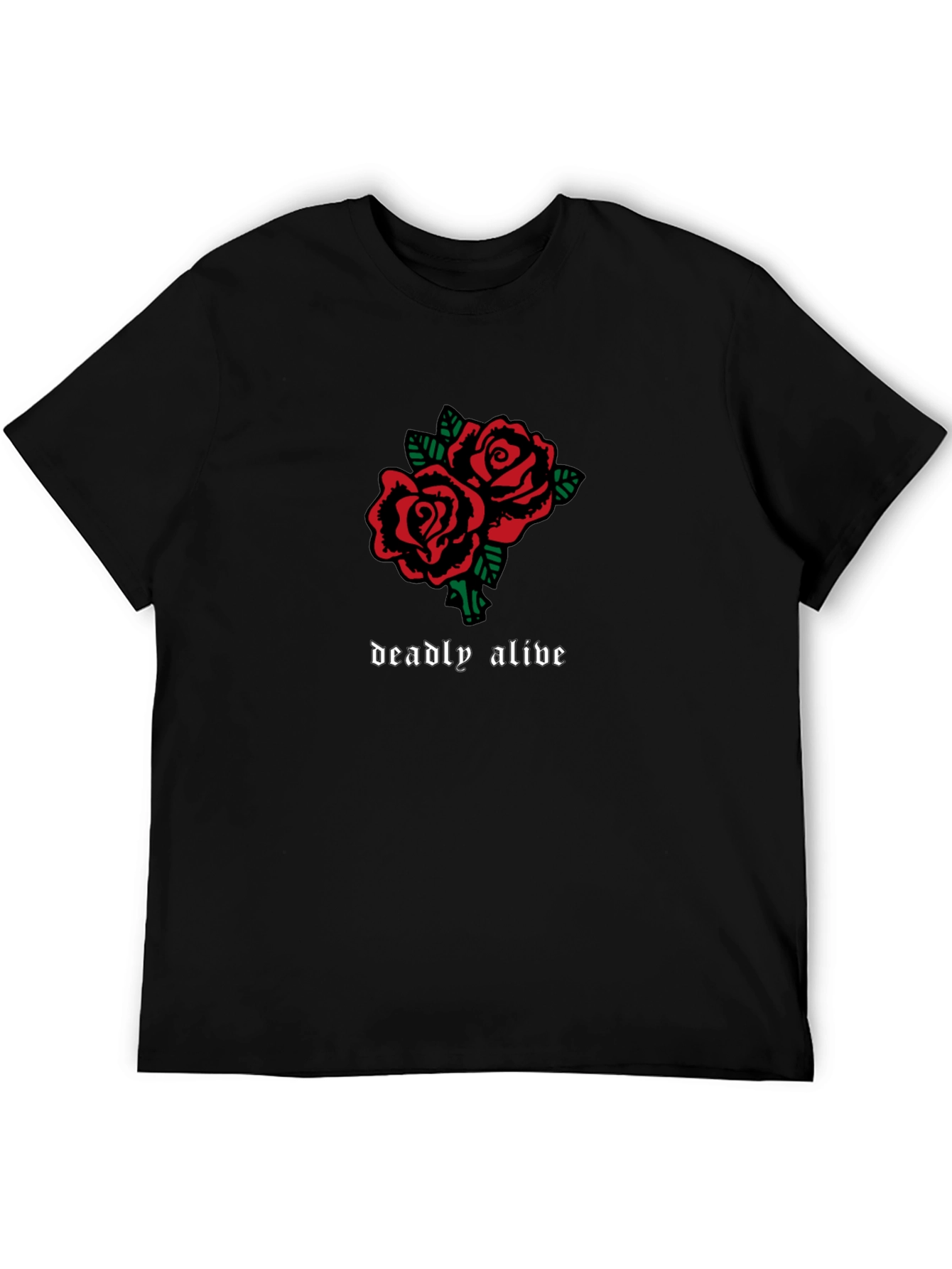 Deadly Alive Roses Graphic T-Shirt - Black