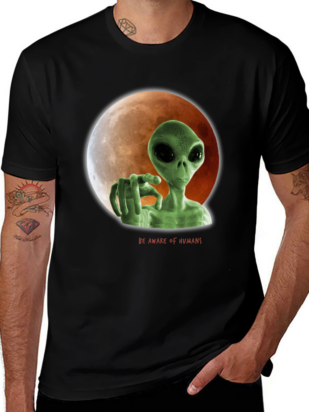Alien Lunar Warning Graphic Tee