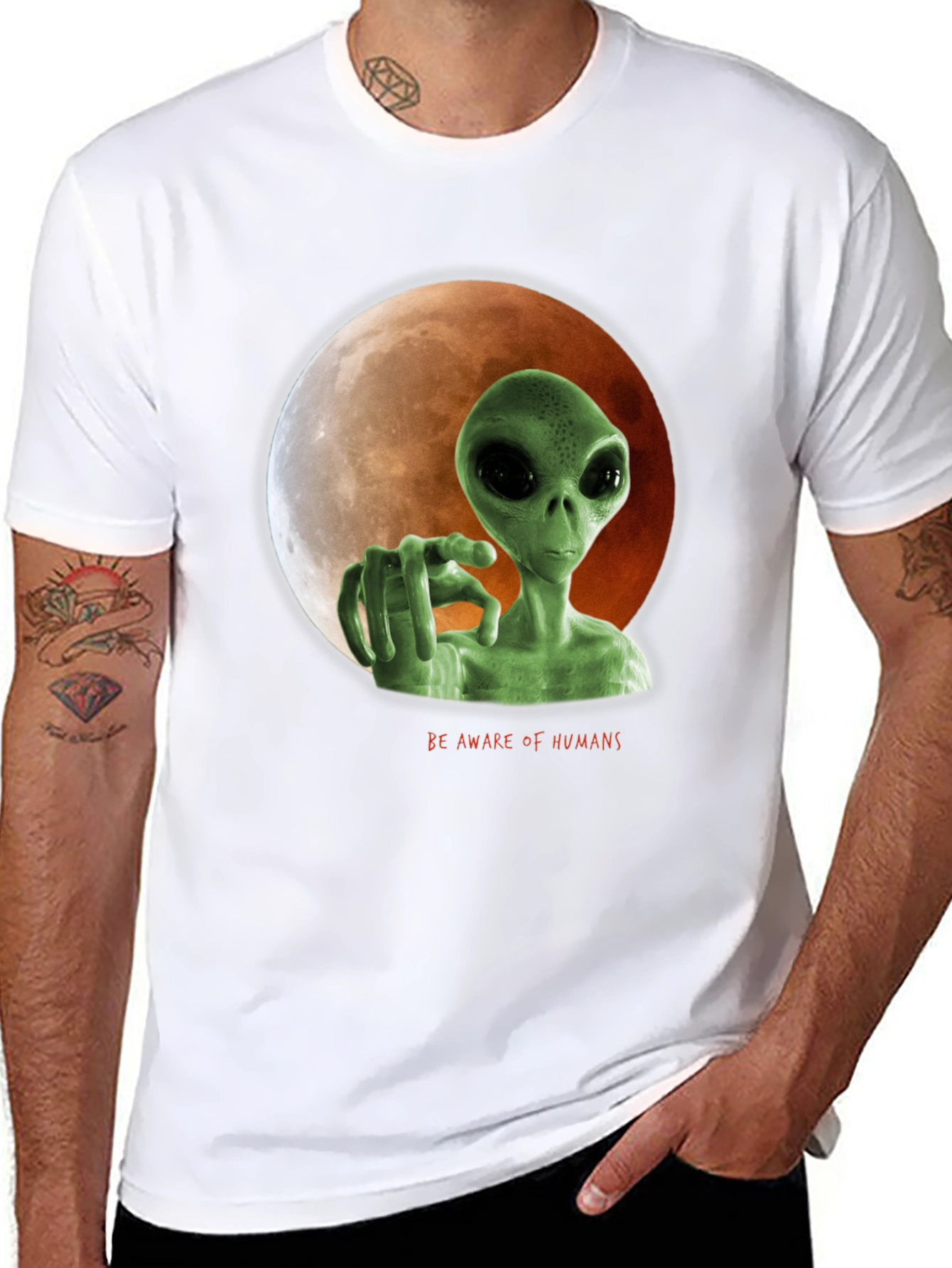 Alien Lunar Warning Graphic Tee