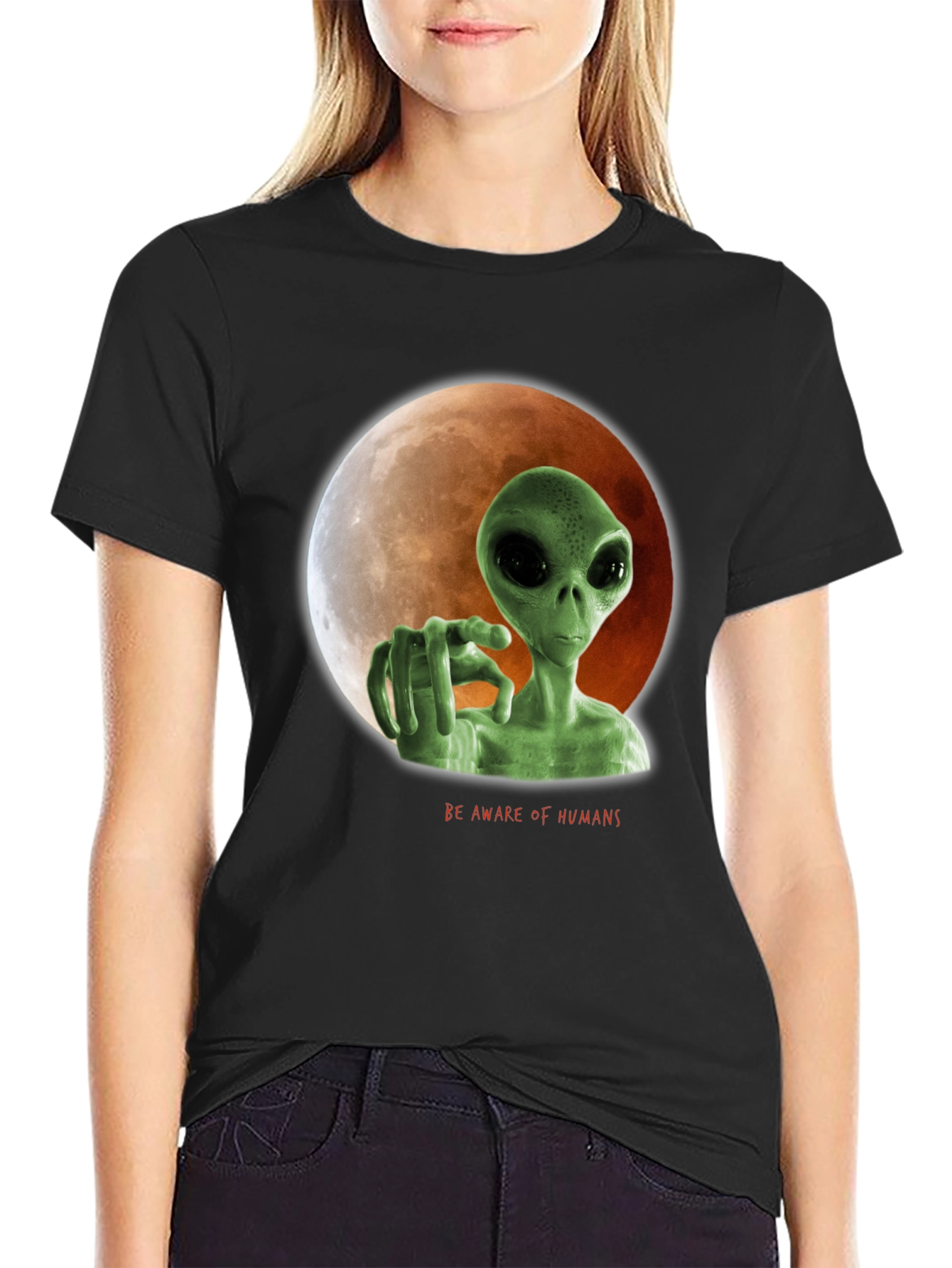 Alien Lunar Warning Graphic Tee