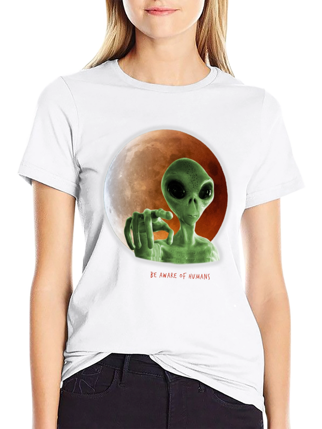 Alien Lunar Warning Graphic Tee