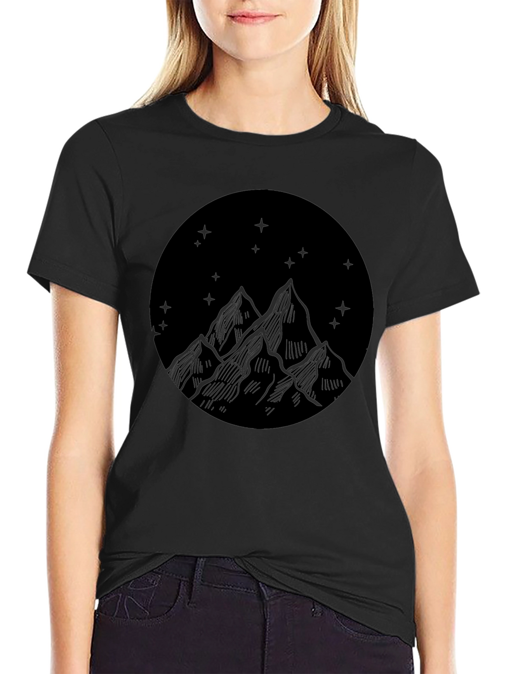 Mountain Scene Graphic Tee - Classic Black