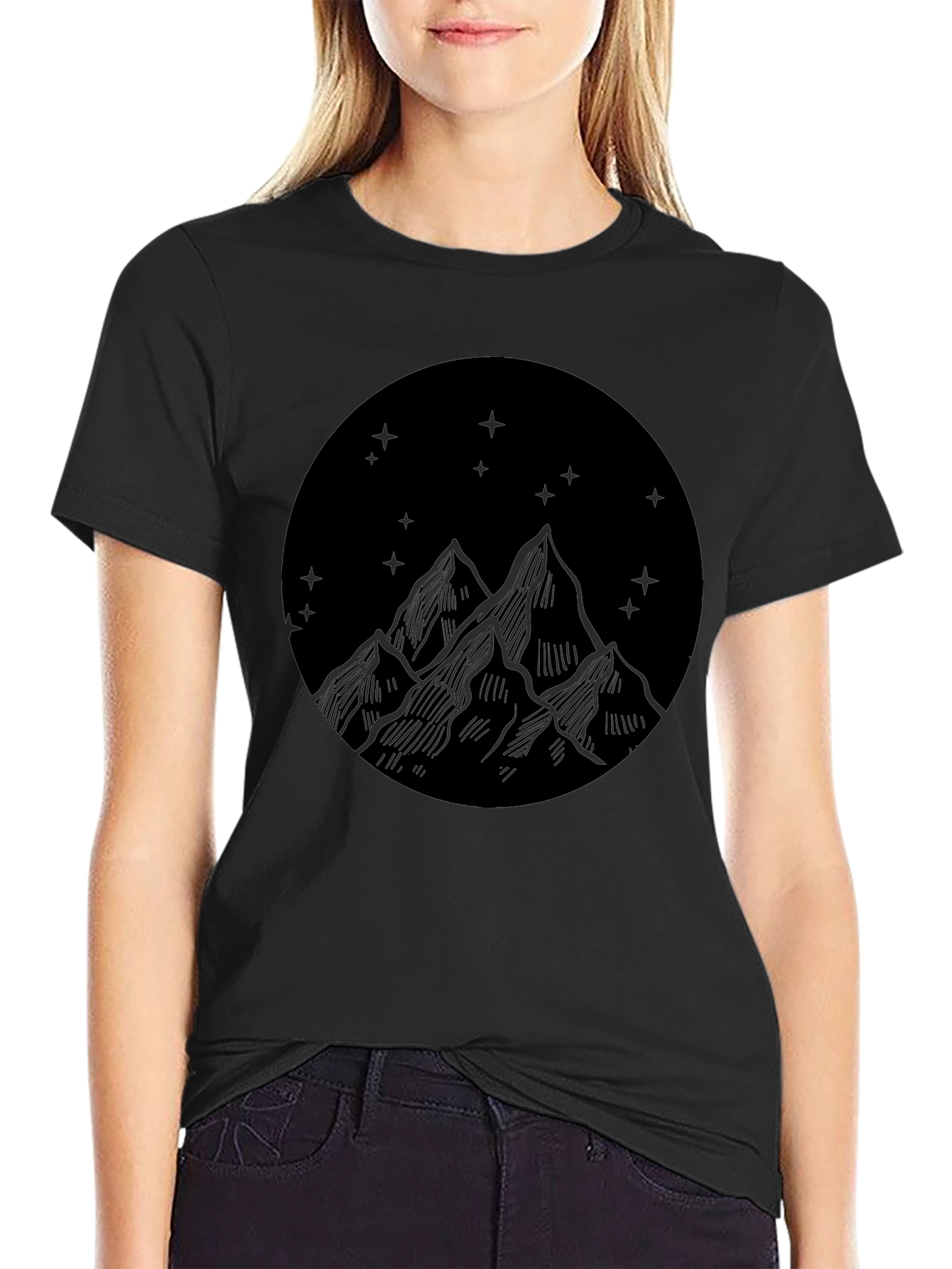 Mountain Scene Graphic Tee - Classic Black
