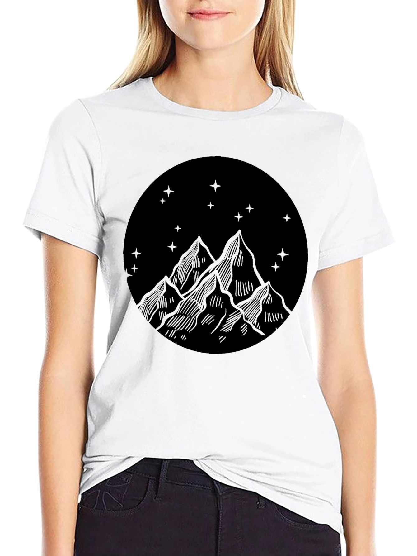 Mountain Scene Graphic Tee - Classic Black