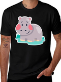 Hippo Graphic Tee - Black Cotton Comfort