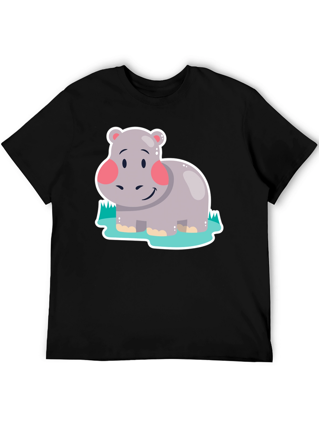 Hippo Graphic Tee - Black Cotton Comfort