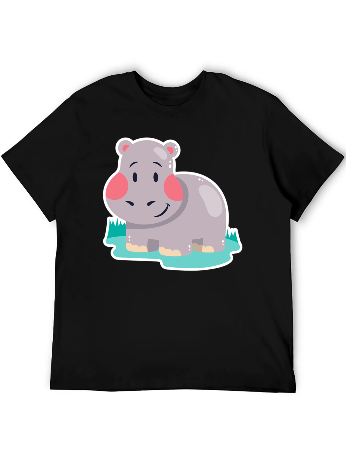 Hippo Graphic Tee - Black Cotton Comfort