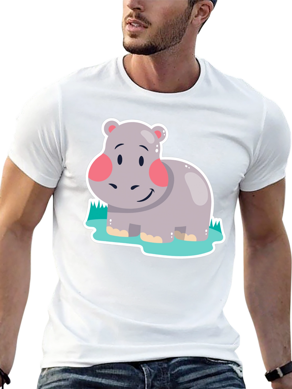 Hippo Graphic Tee - Black Cotton Comfort