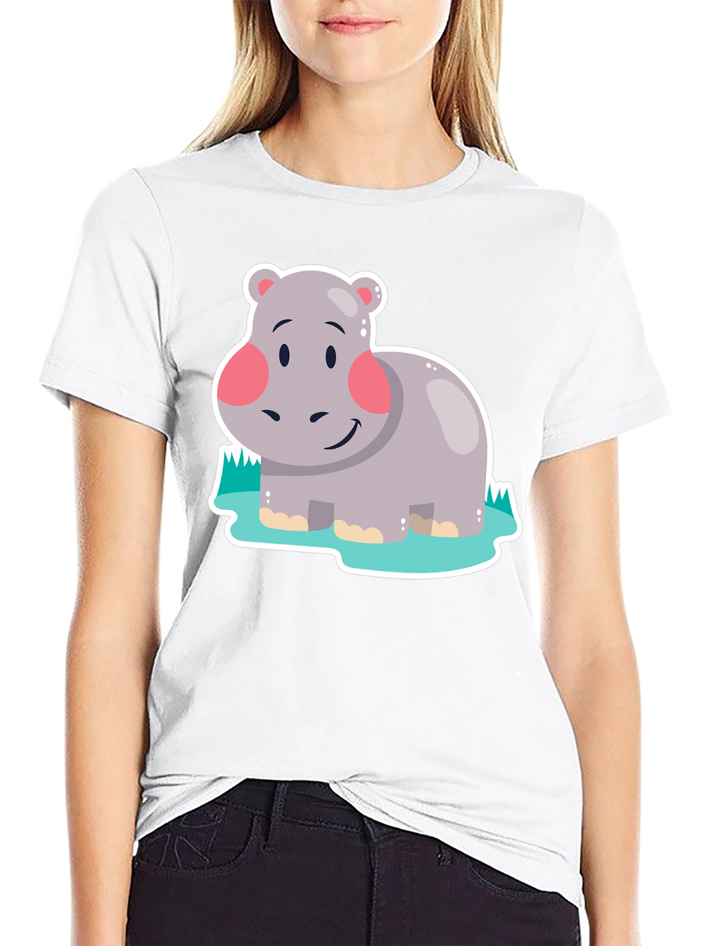 Hippo Graphic Tee - Black Cotton Comfort