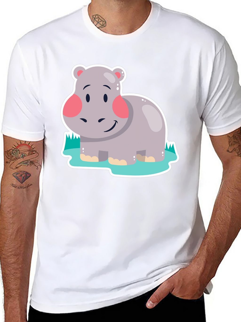Hippo Graphic Tee - Black Cotton Comfort