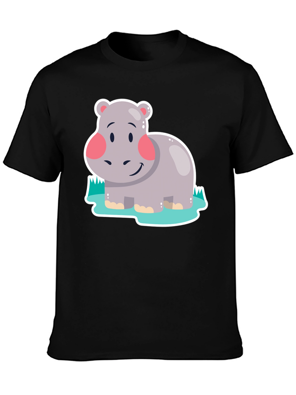 Hippo Graphic Tee - Black Cotton Comfort