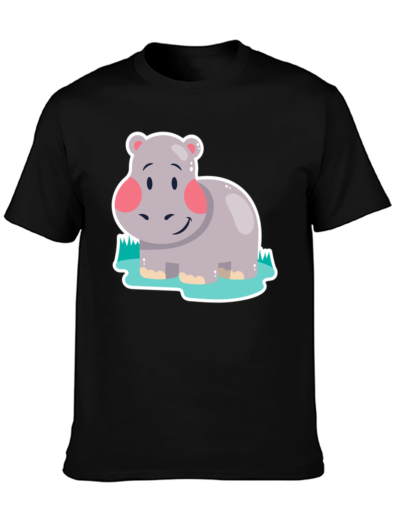 Hippo Graphic Tee - Black Cotton Comfort