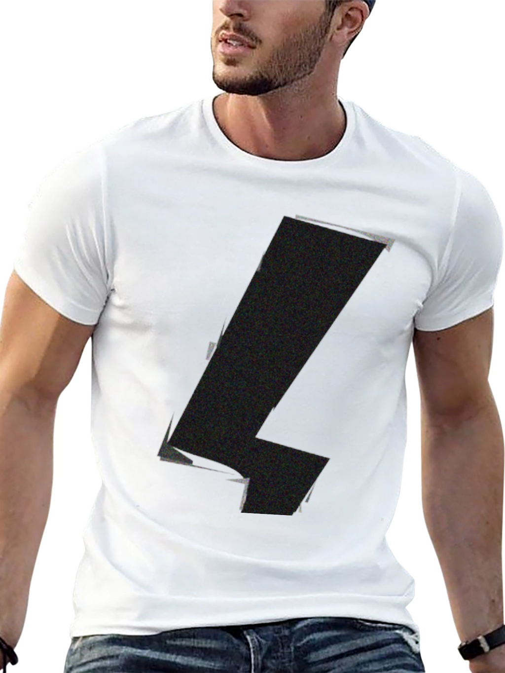 Mens Black Graphic Tee - Abstract Design