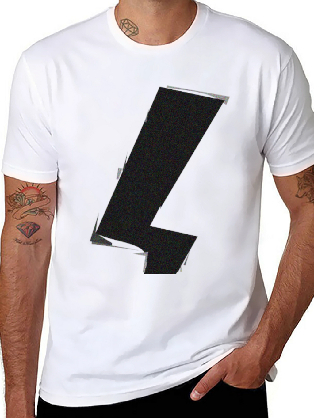 Mens Black Graphic Tee - Abstract Design