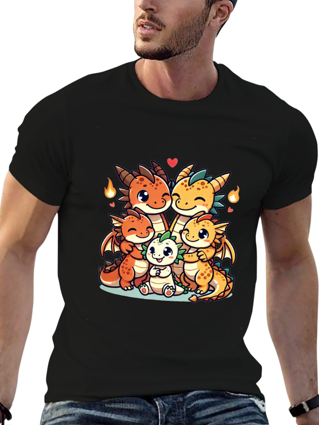 Cute Dragon Family Graphic T-Shirt