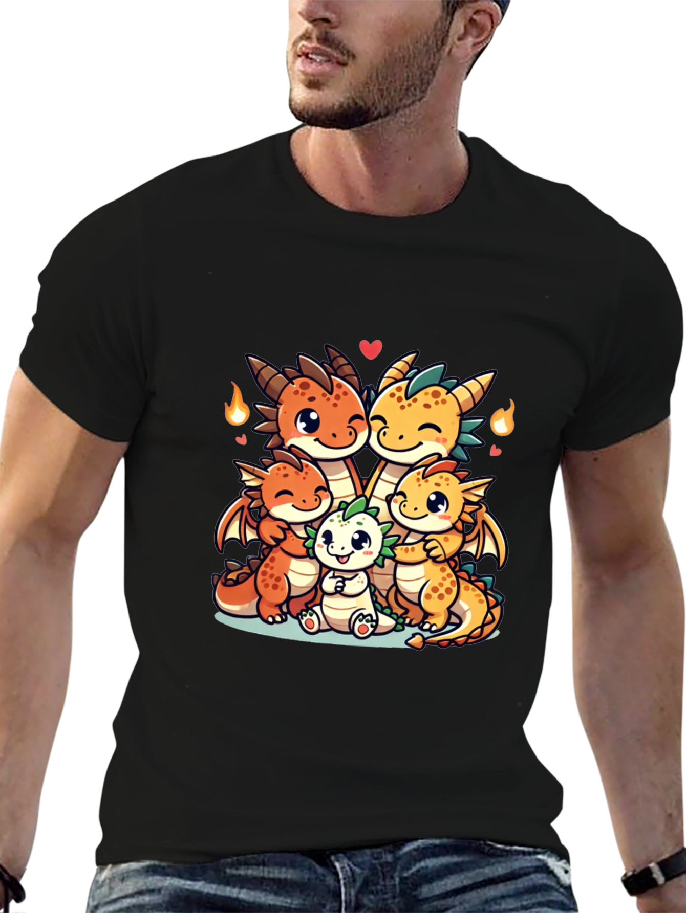 Cute Dragon Family Graphic T-Shirt