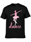 Dance Ballerina T-Shirt - Pink Design on Black