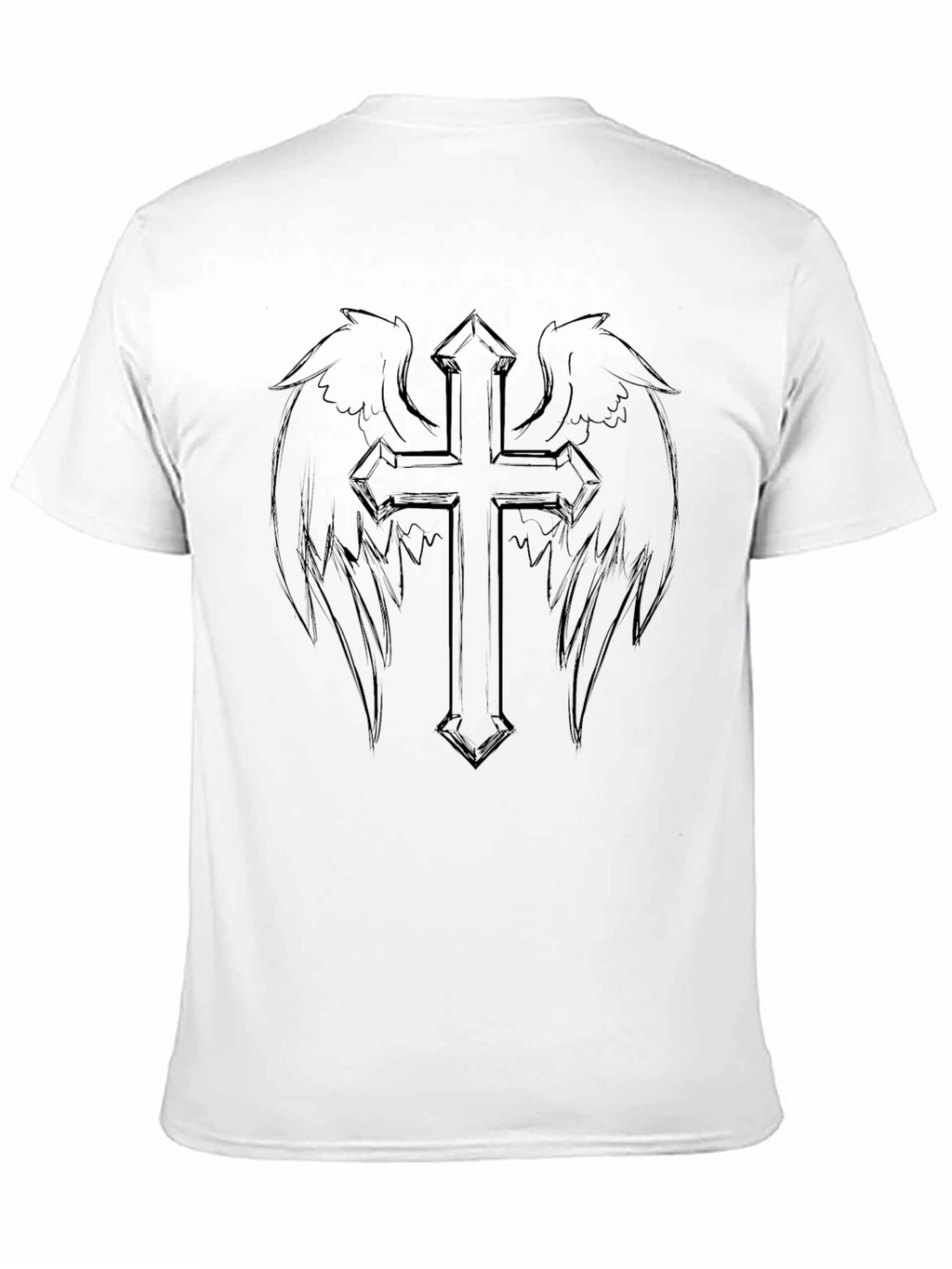 Winged Cross Graphic Black T-Shirt