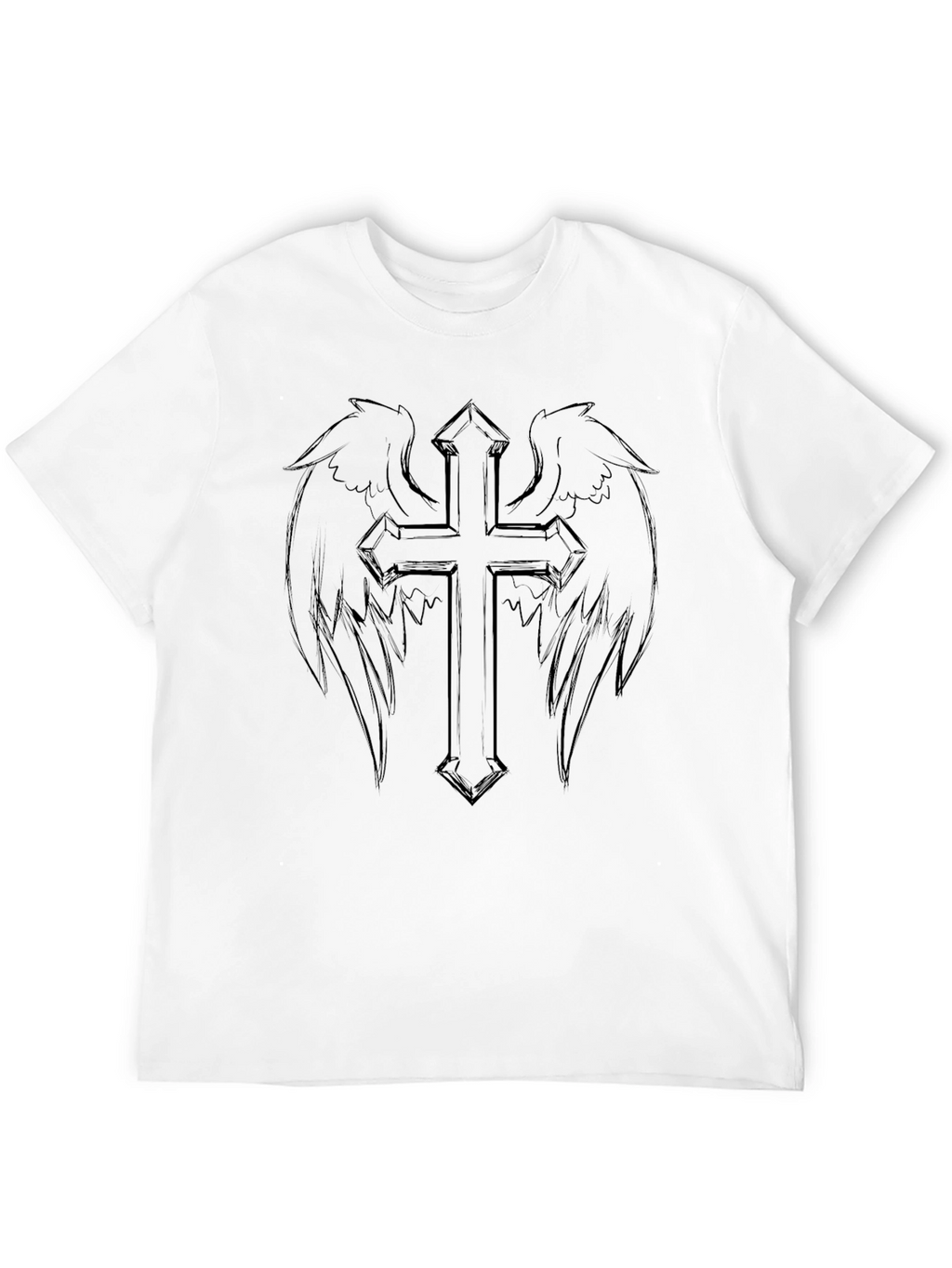 Winged Cross Graphic Black T-Shirt