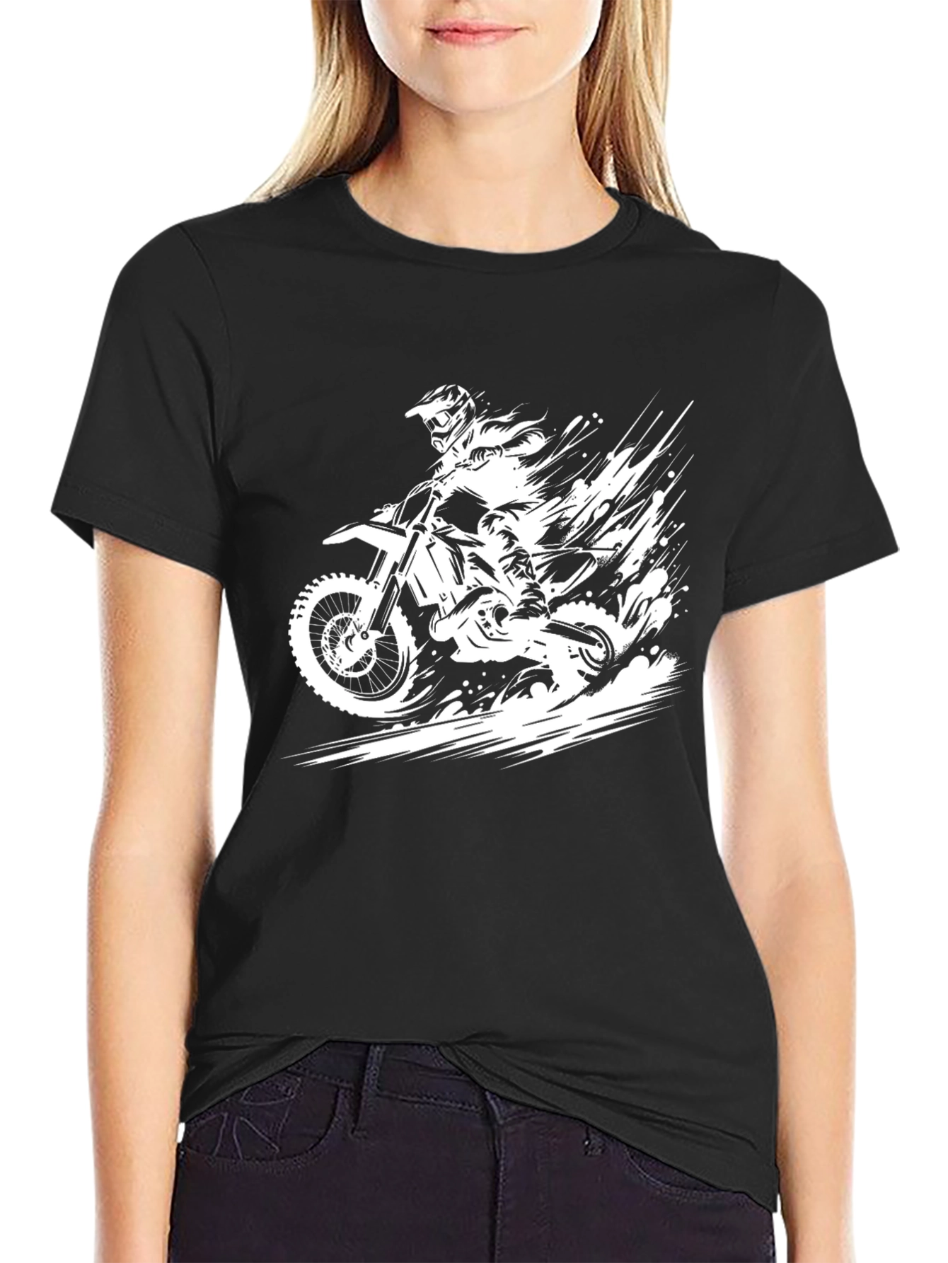 Motocross Rider Graphic Tee - Black Cotton