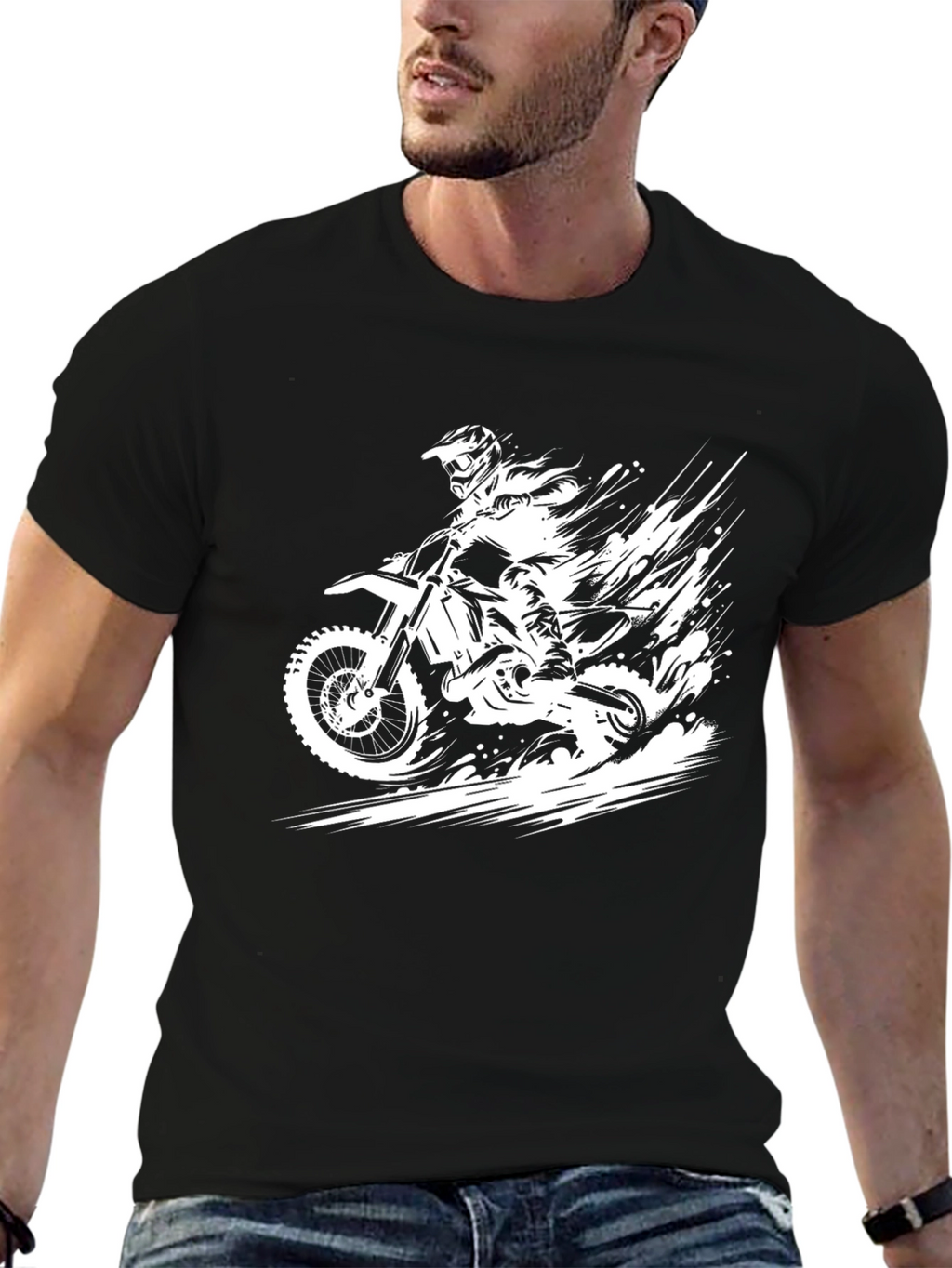 Motocross Rider Graphic Tee - Black Cotton
