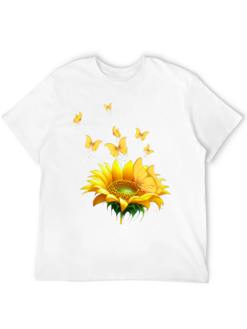 Sunflower Butterfly Black T-Shirt