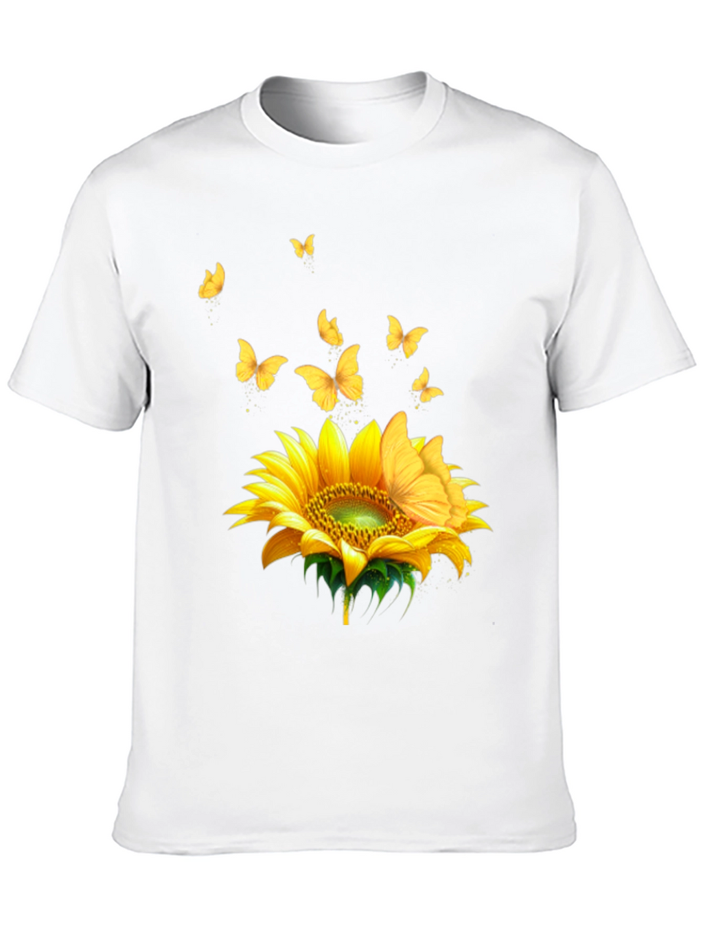 Sunflower Butterfly Black T-Shirt