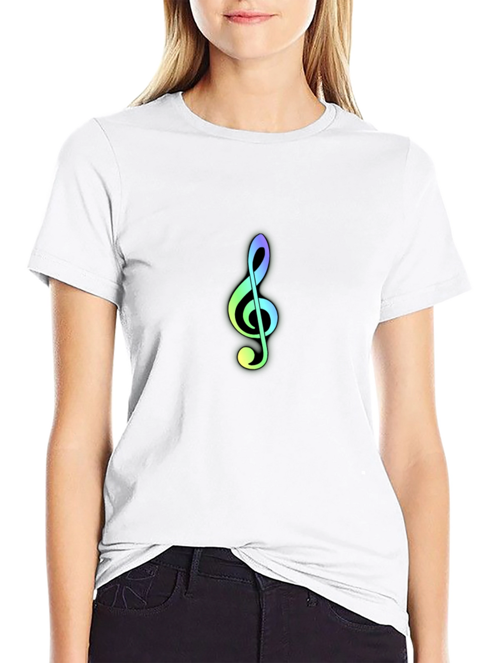 Rainbow Treble Clef Black Tee