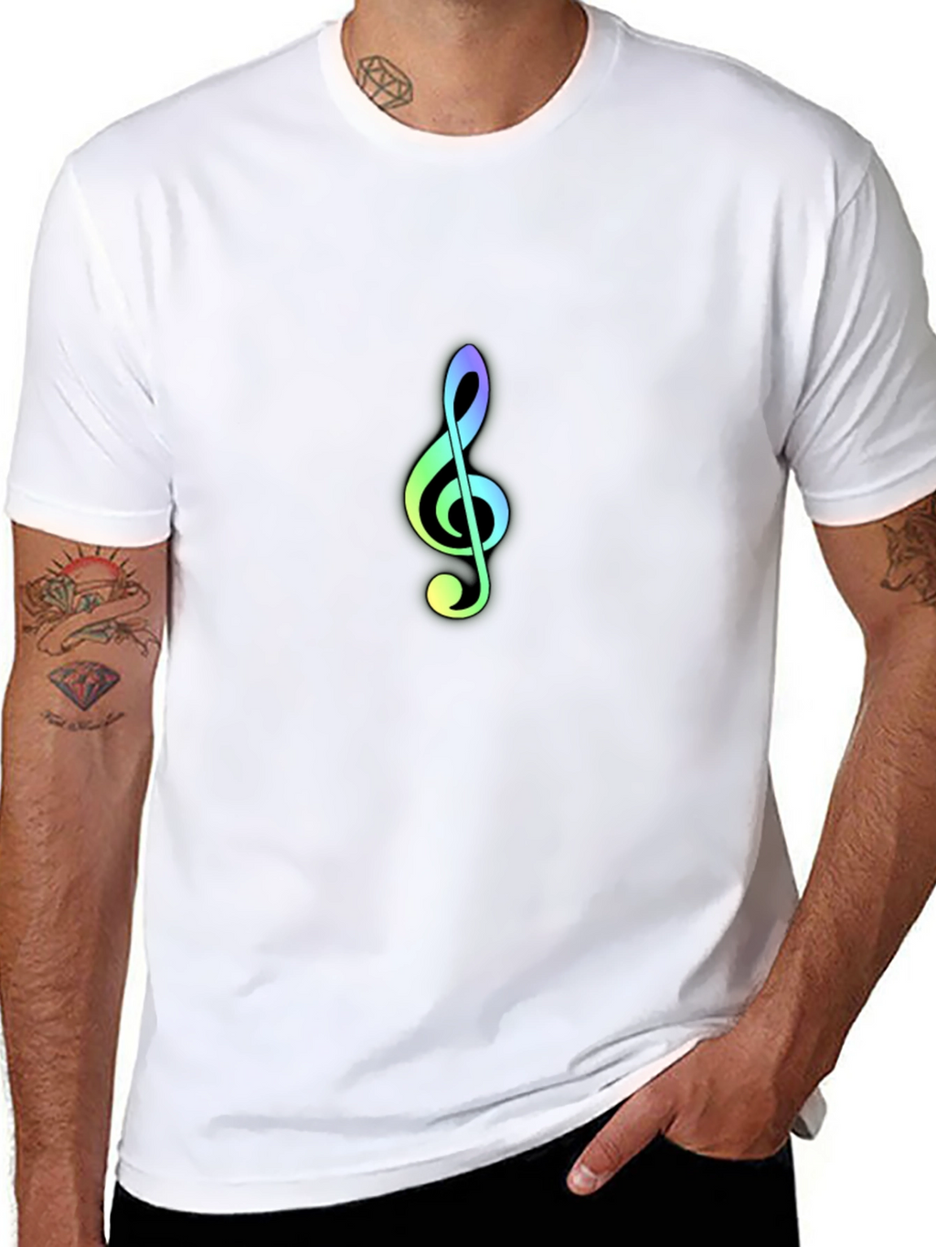 Rainbow Treble Clef Black Tee