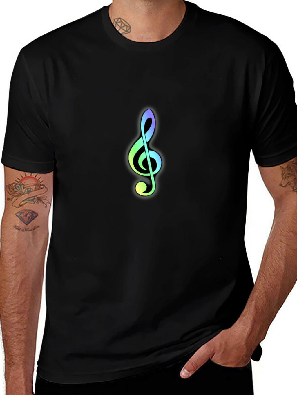 Rainbow Treble Clef Black Tee