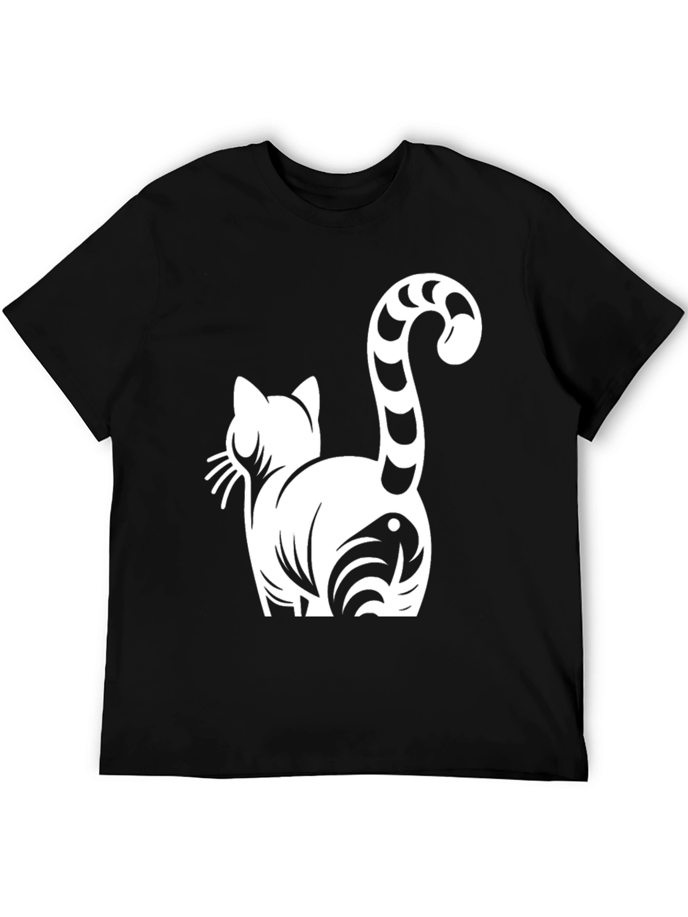 Cat Butt Funny Graphic Tee - Black