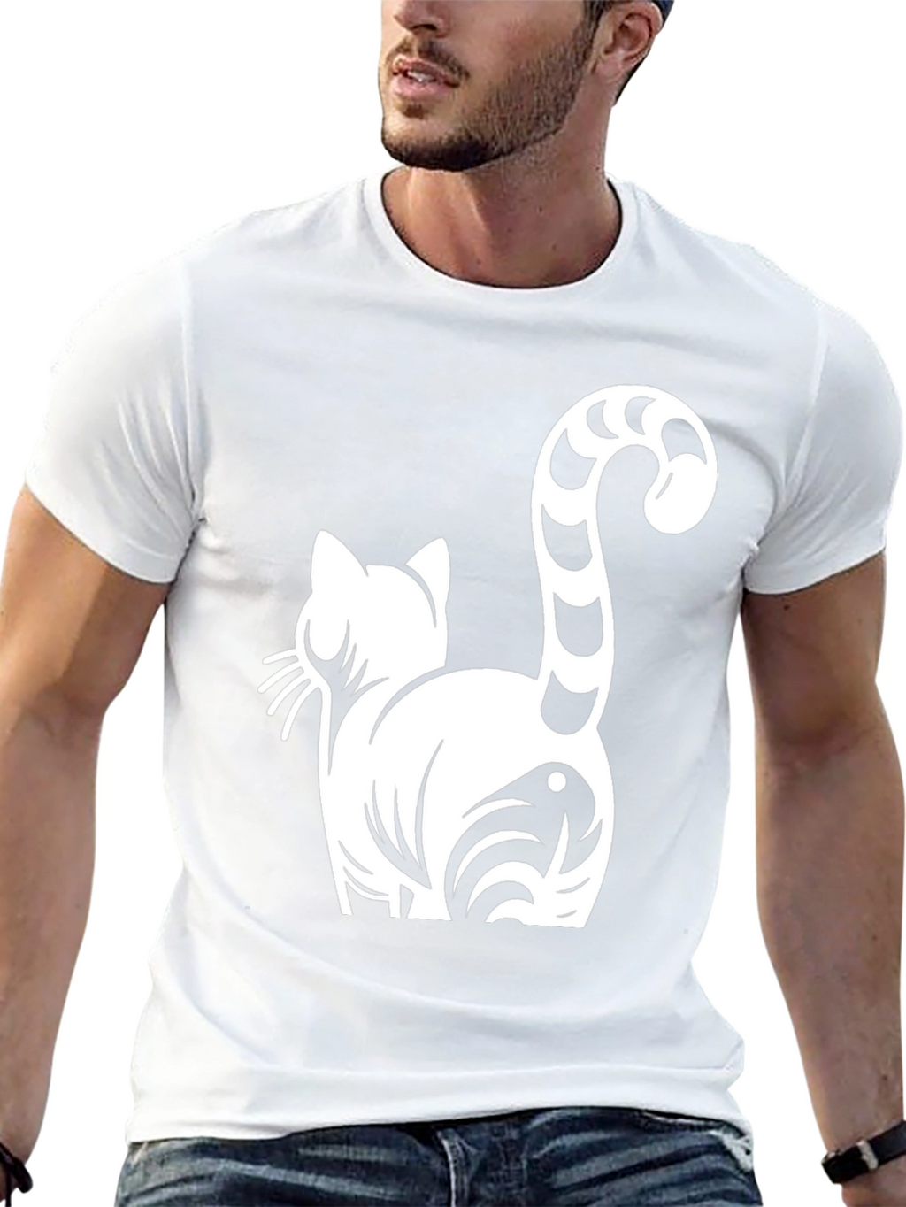 Cat Butt Funny Graphic Tee - Black