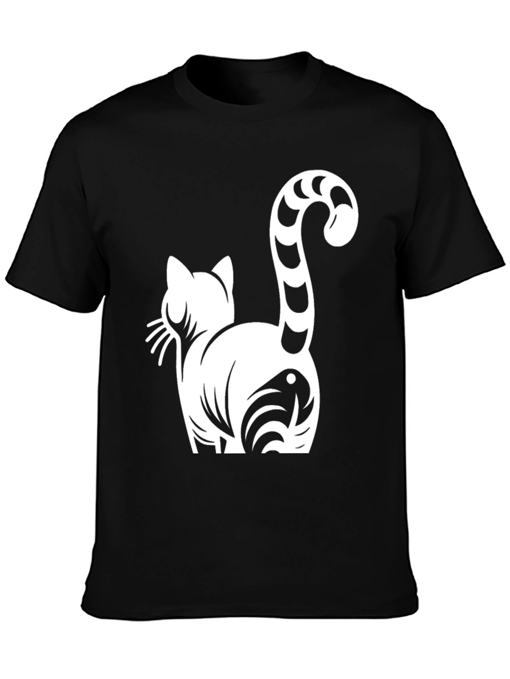 Cat Butt Funny Graphic Tee - Black