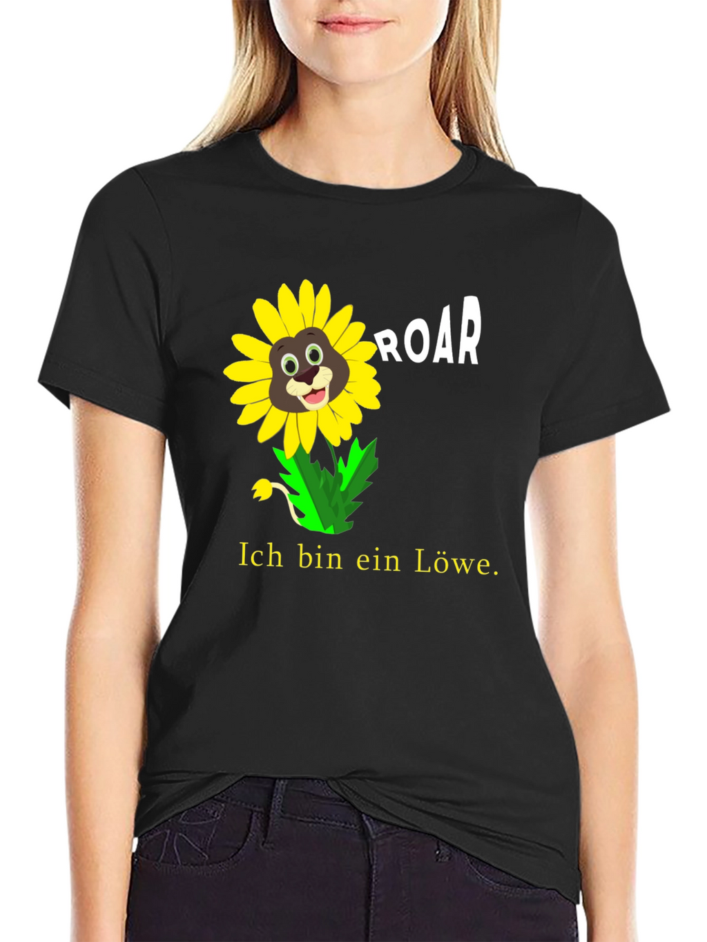 Ich Bin Ein Lowe Sunflower Lion Graphic T-Shirt