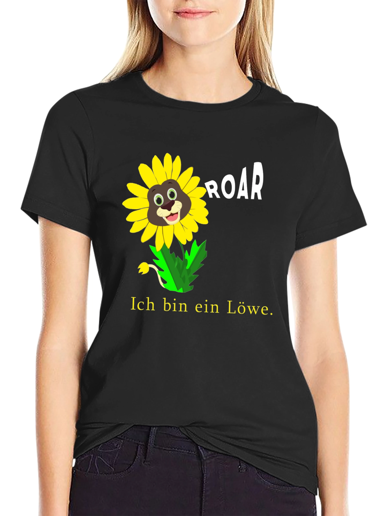 Ich Bin Ein Lowe Sunflower Lion Graphic T-Shirt