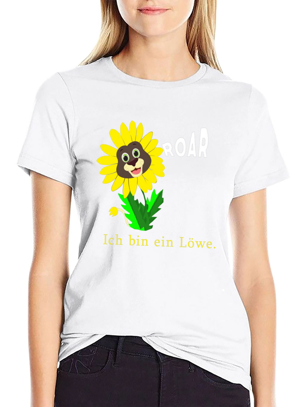 Ich Bin Ein Lowe Sunflower Lion Graphic T-Shirt