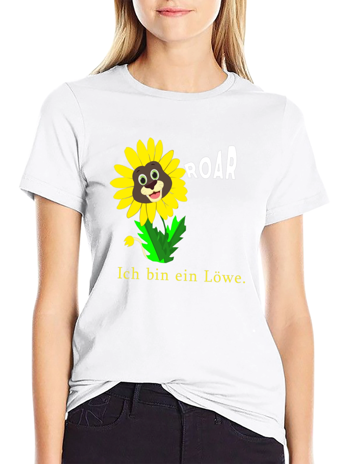 Ich Bin Ein Lowe Sunflower Lion Graphic T-Shirt