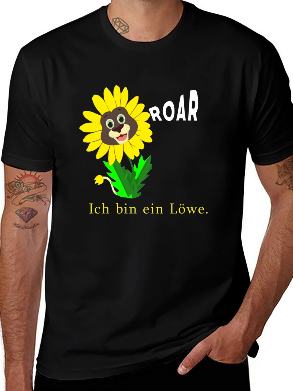 Ich Bin Ein Lowe Sunflower Lion Graphic T-Shirt