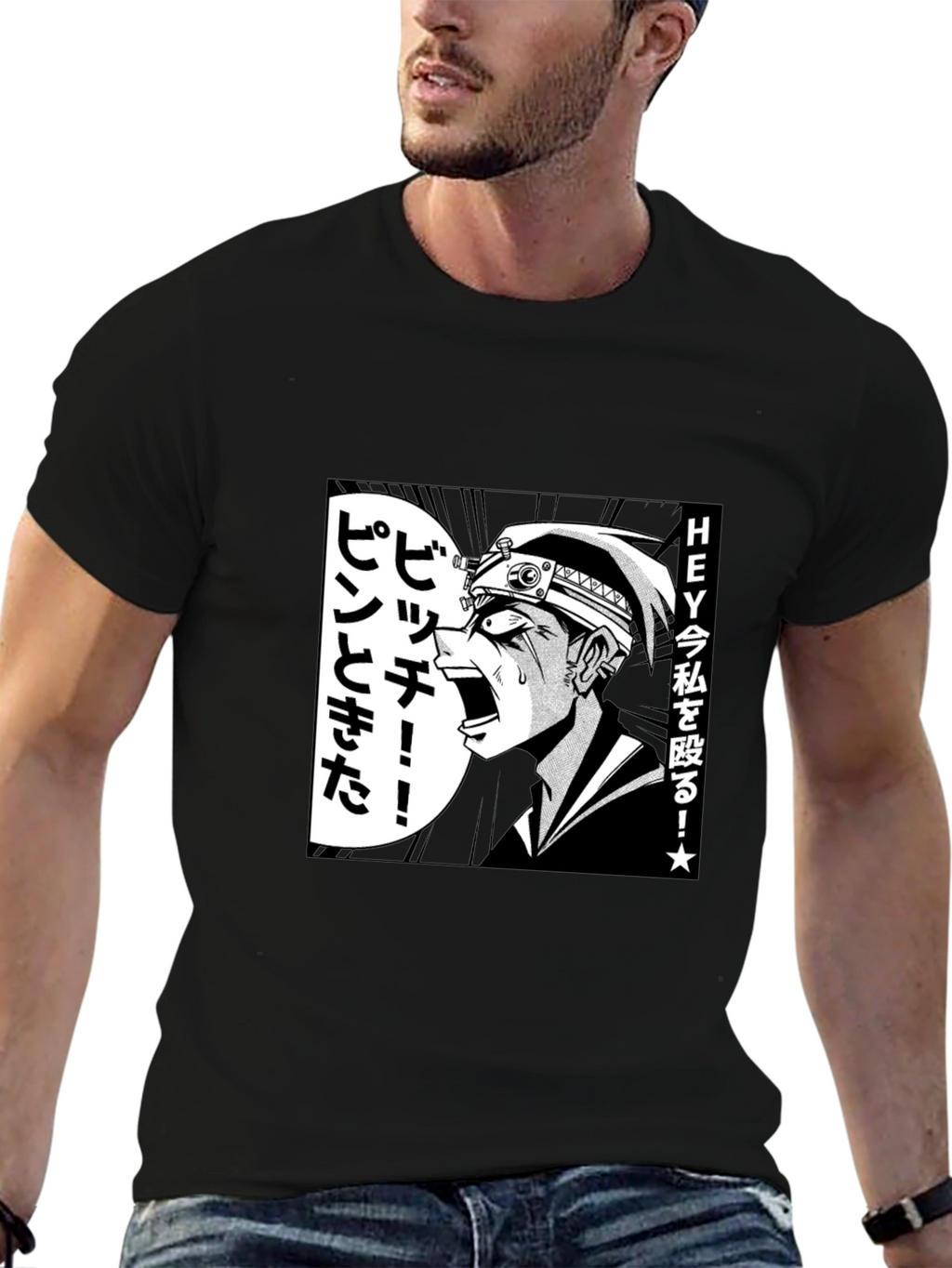 Anime Manga Graphic T-Shirt - Black