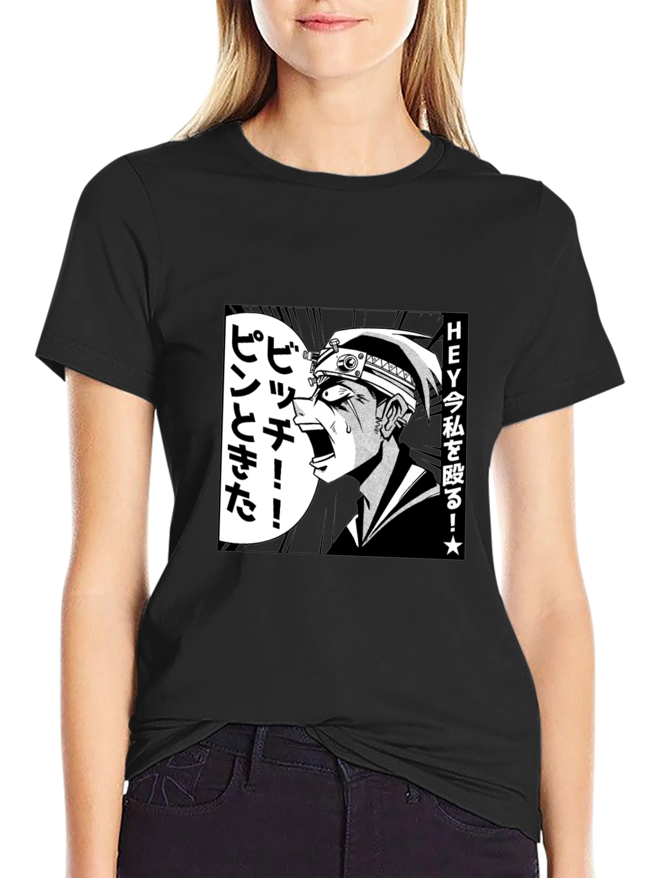 Anime Manga Graphic T-Shirt - Black