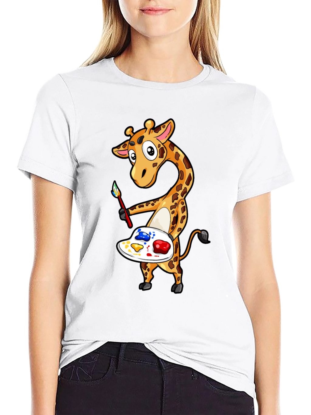 Giraffe Artist Graphic Tee - Black