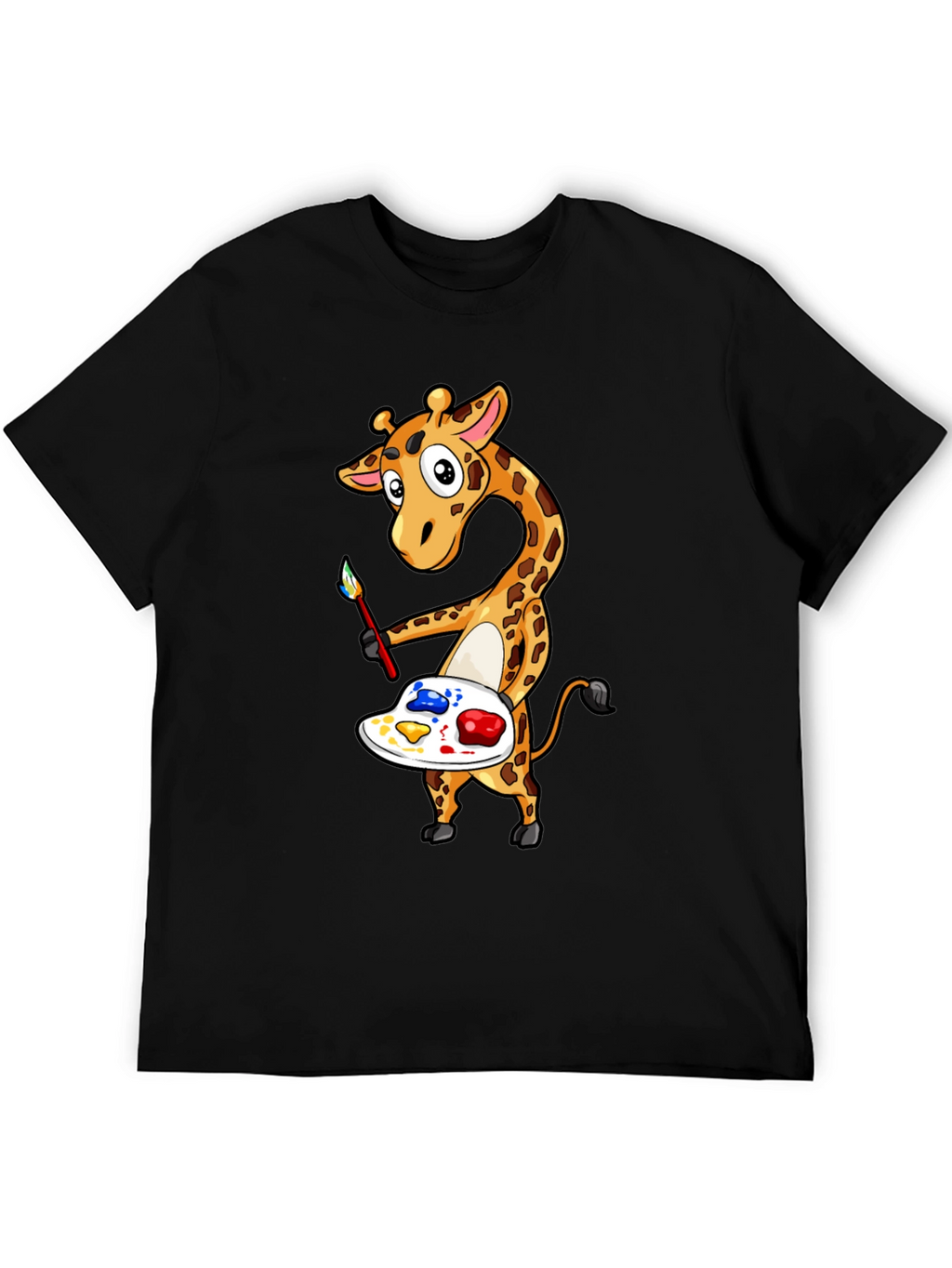 Giraffe Artist Graphic Tee - Black
