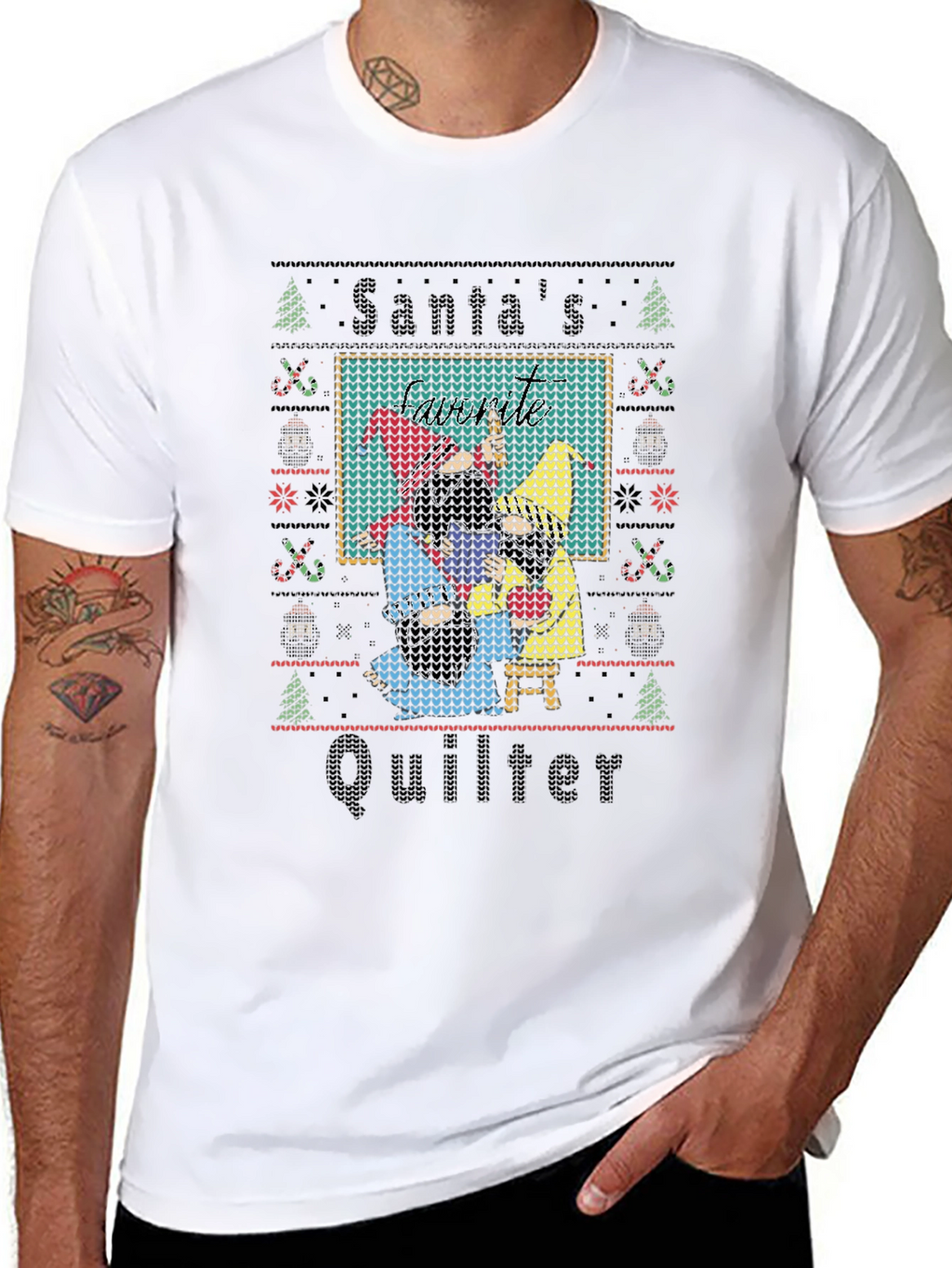 Santas Quilter Ugly Christmas T-Shirt