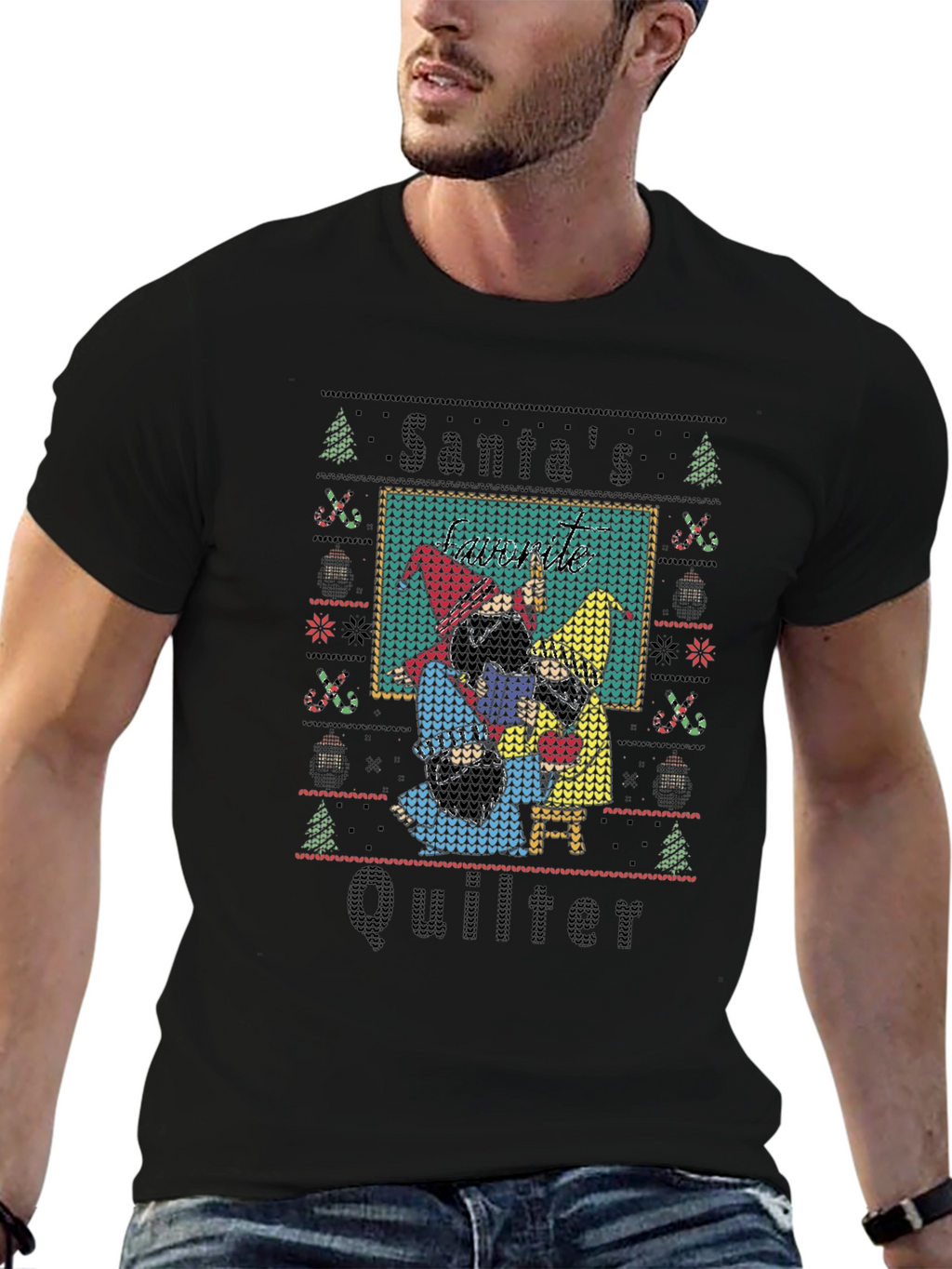 Santas Quilter Ugly Christmas T-Shirt