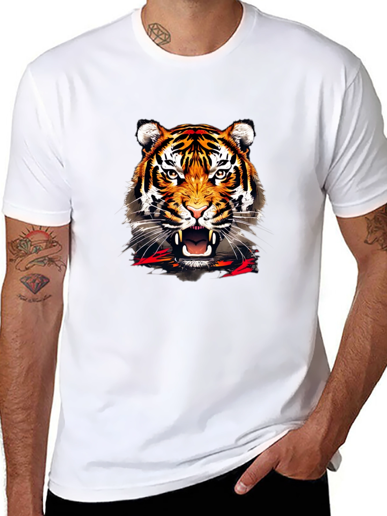 Bold Tiger Graphic Print Black T-Shirt