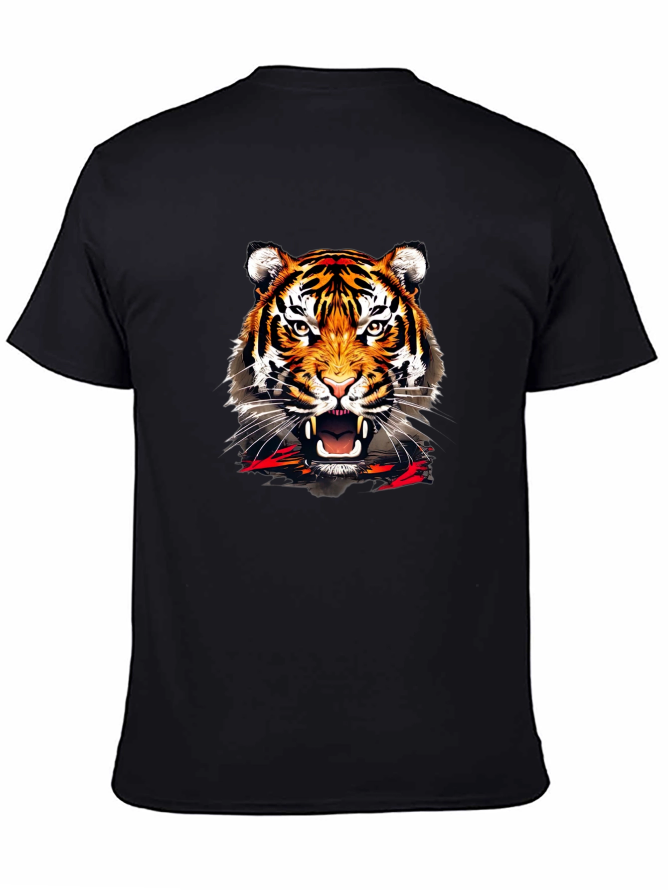 Bold Tiger Graphic Print Black T-Shirt